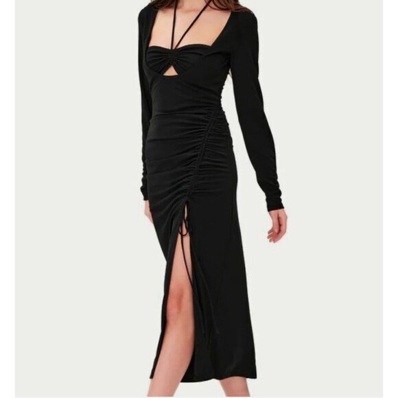 NICHOLAS Nadia Bandeau Halterneck Ruched Dress In Black Sz 6 New - Picture 3 of 9